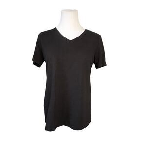 Talbots Basic Tee Black V-neck Top T-shirt SMALL Normcore Dark‎ Girl Casual